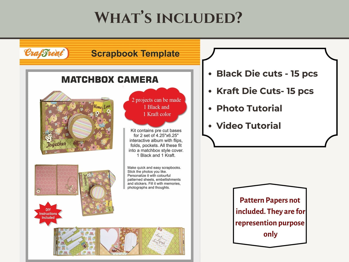 CrafTreat Scrapbook Blanks - Matchbox Camera - Black & Kraft Color