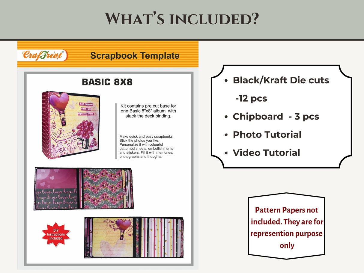 CrafTreat Scrapbook Blanks - Basic 8x8 - Black Color