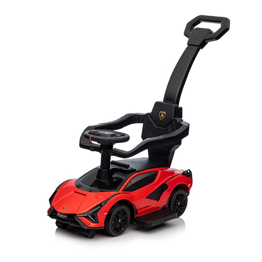 Lamborghini Sian Ultimate 3-in-1 Toddler Ride-On Push-Car W/ Music Player, Lights, Detachable Handle & Guards