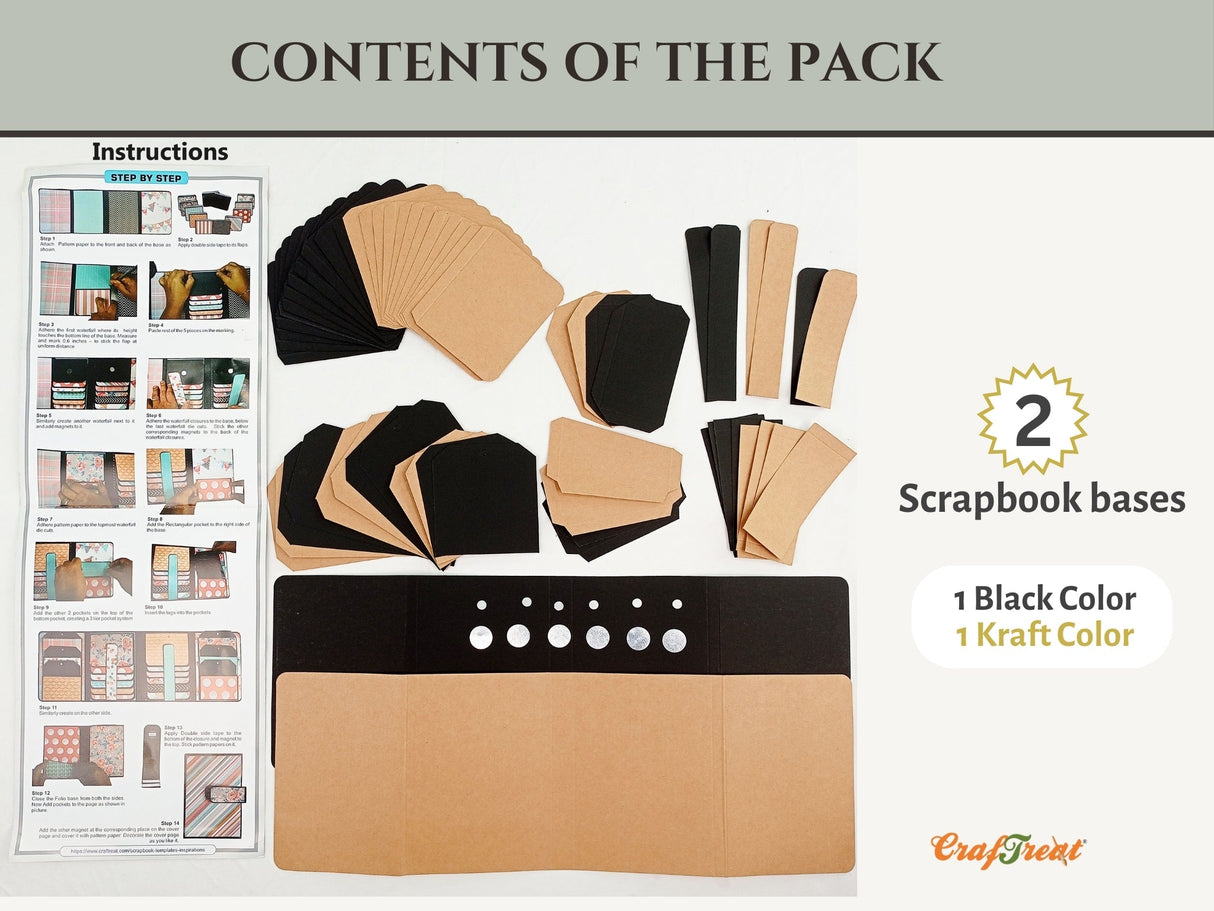 CrafTreat Scrapbook Blanks - Double Folio - Black & Kraft Color