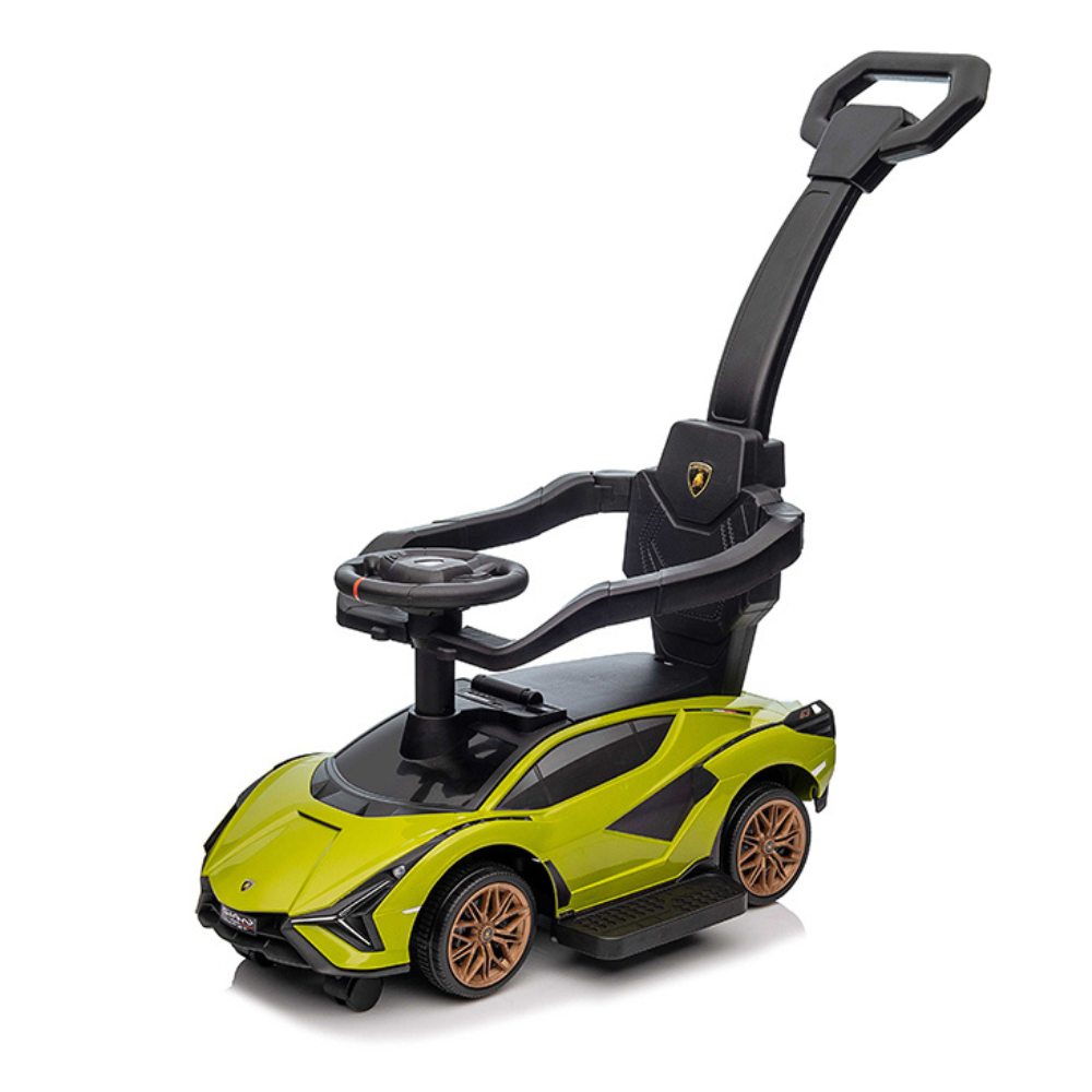 Lamborghini Sian Ultimate 3-in-1 Toddler Ride-On Push-Car W/ Music Player, Lights, Detachable Handle & Guards