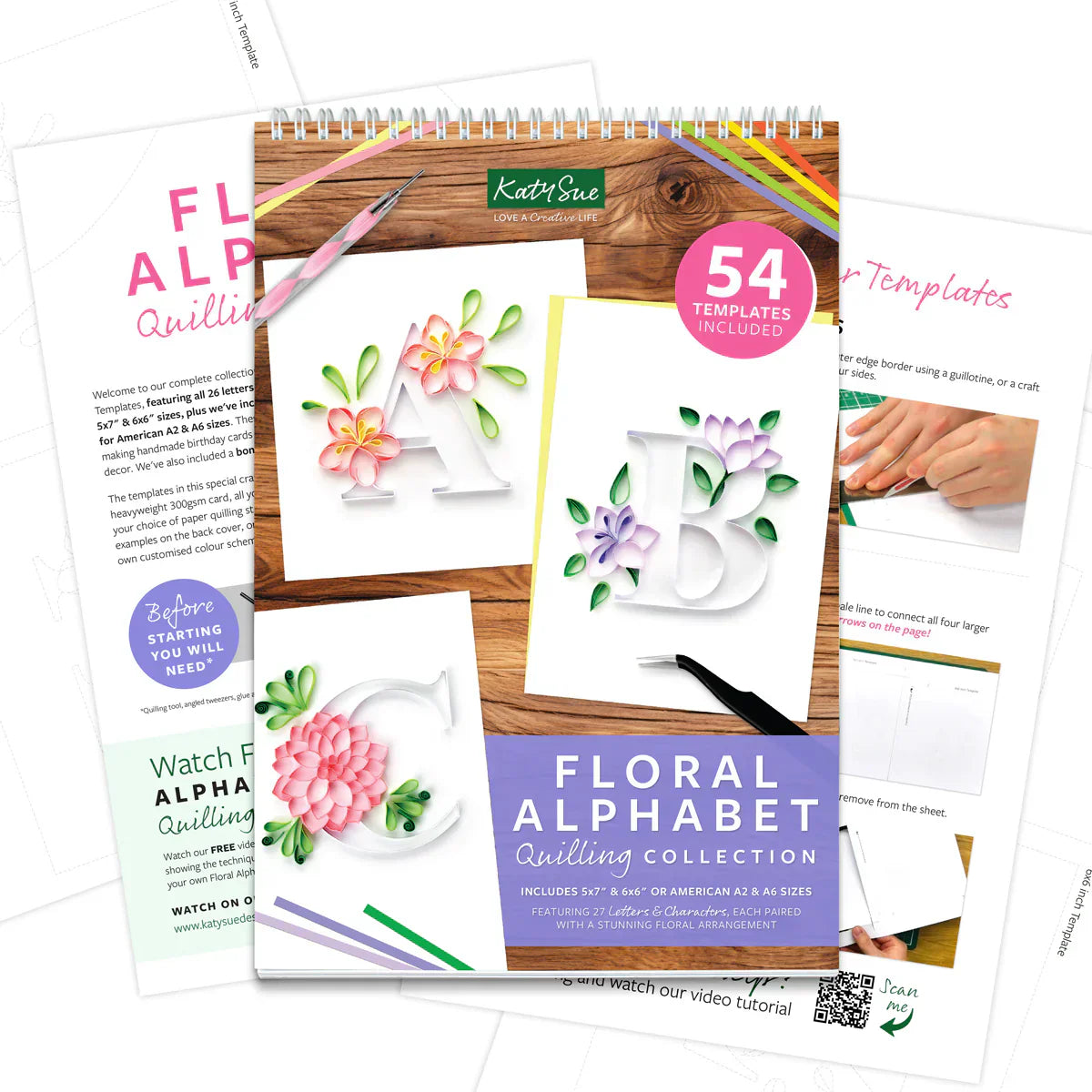 Floral Alphabet Collection Paper Quilling Template Pad