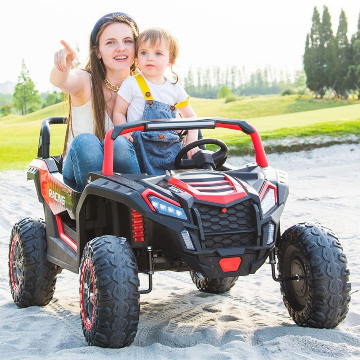 24V Ultra Treck XXL 4x4 2-Seater Ride-On UTV Buggy W/ Rubber Wheels, Music Player & RC