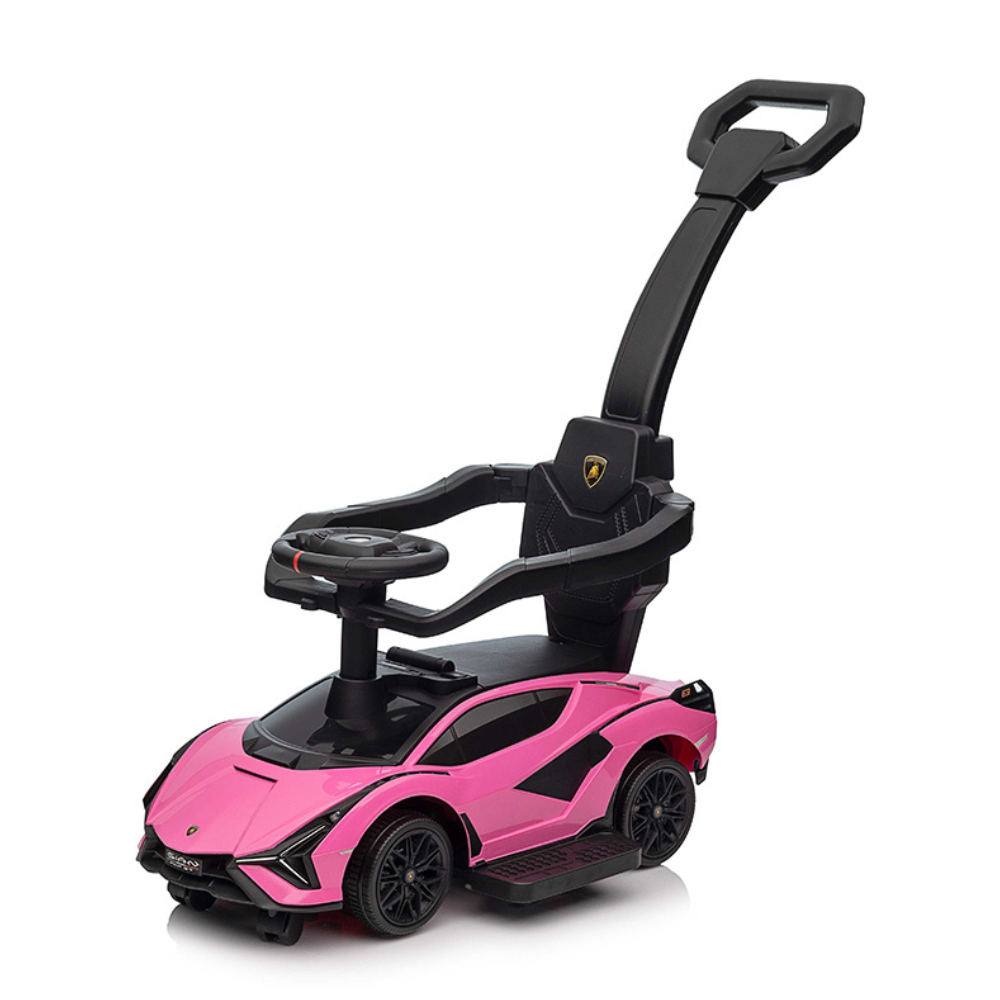 Lamborghini Sian Ultimate 3-in-1 Toddler Ride-On Push-Car W/ Music Player, Lights, Detachable Handle & Guards