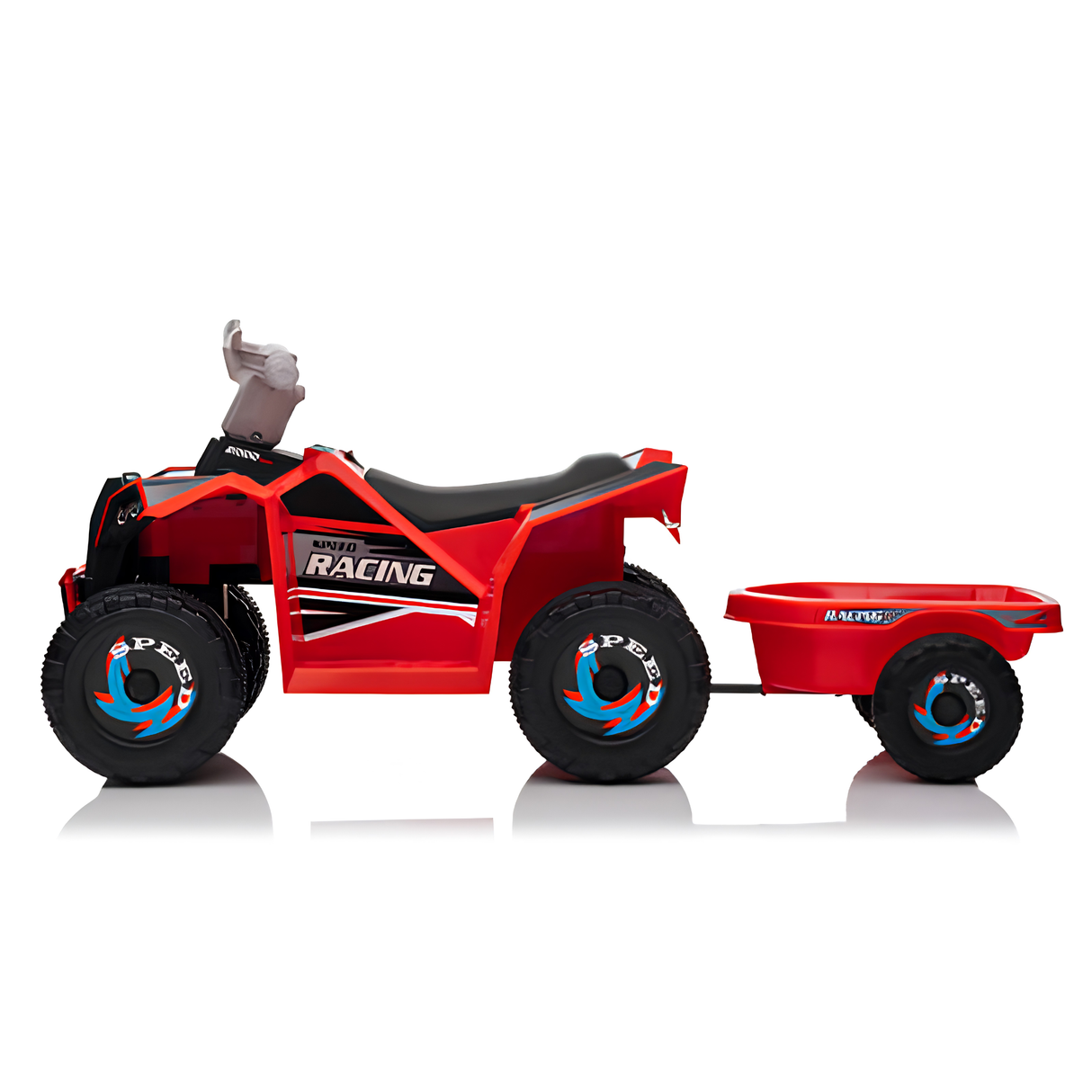 Toddlers 6V 6-Wheel Fun on Wheels ATV with Trailer, Bluetooth Music Player & Megaphone