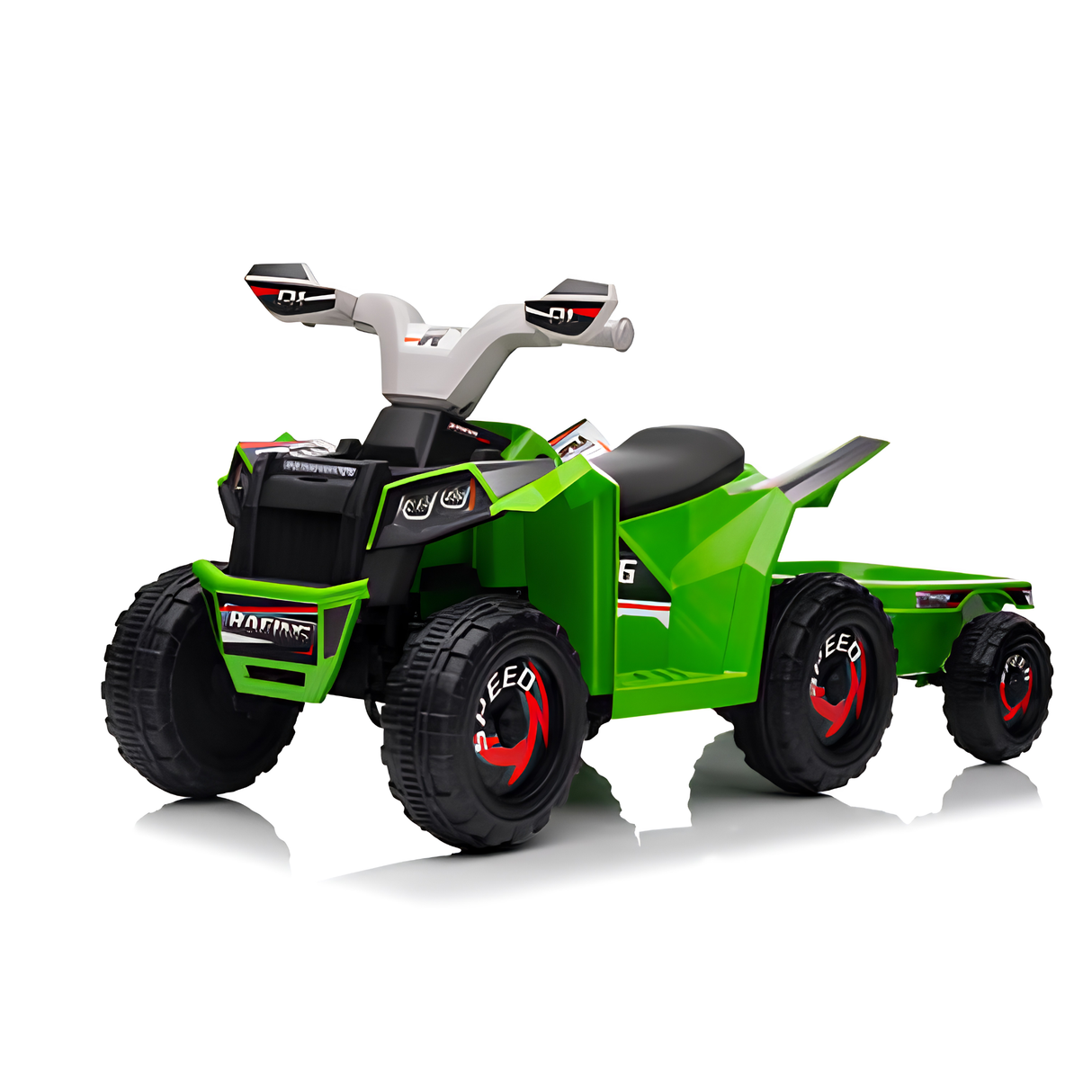Toddlers 6V 6-Wheel Fun on Wheels ATV with Trailer, Bluetooth Music Player & Megaphone