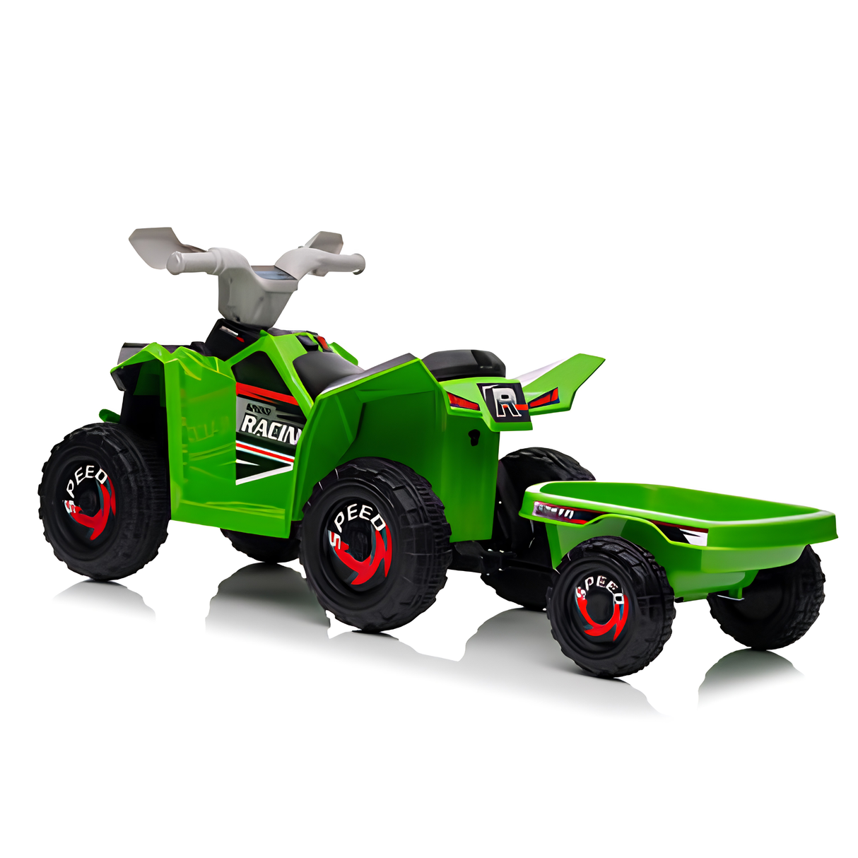 Toddlers 6V 6-Wheel Fun on Wheels ATV with Trailer, Bluetooth Music Player & Megaphone