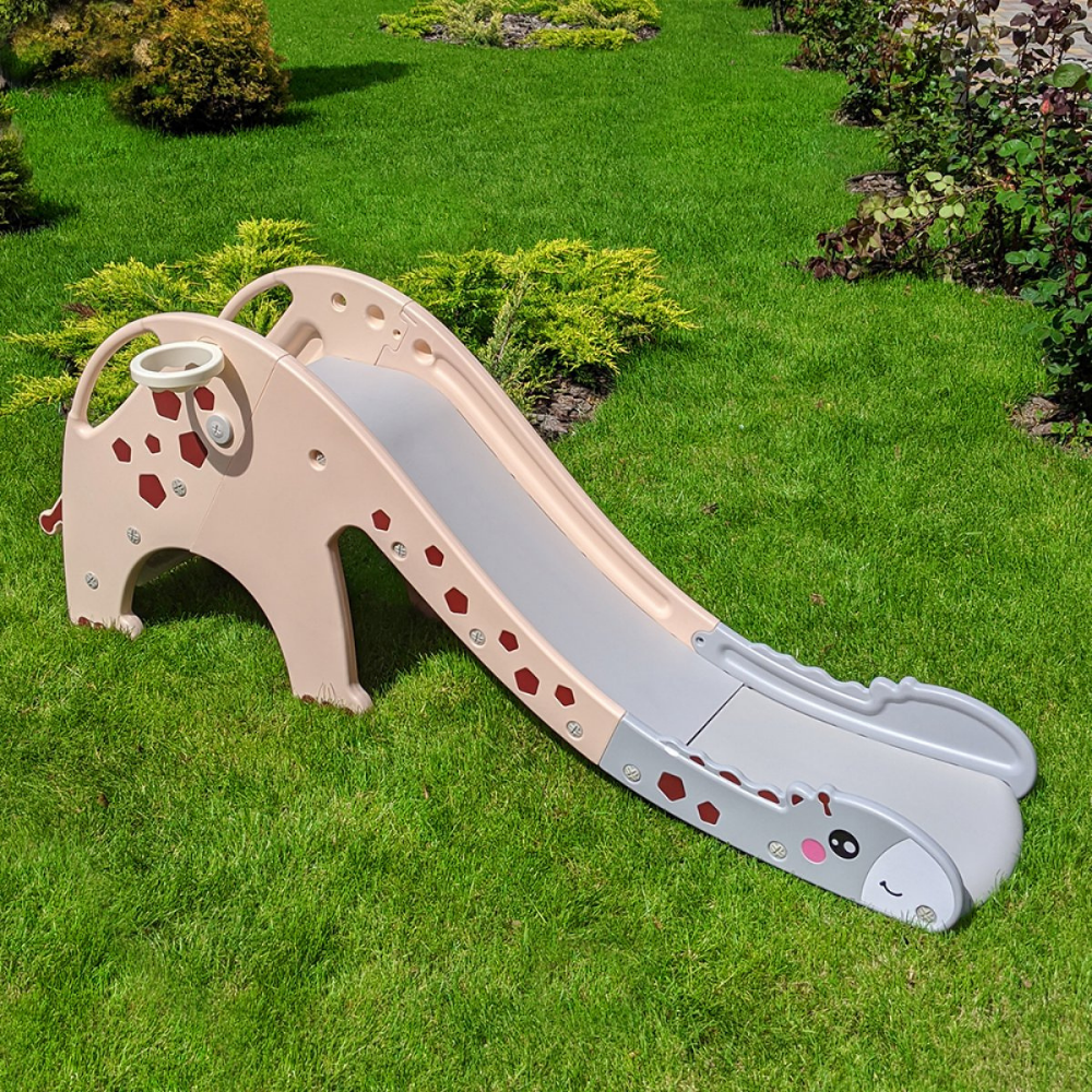 Toboggan girafe d'intérieur et d'extérieur pour enfants avec cadre à billes - Divertissement interactif pour les enfants et les tout-petits