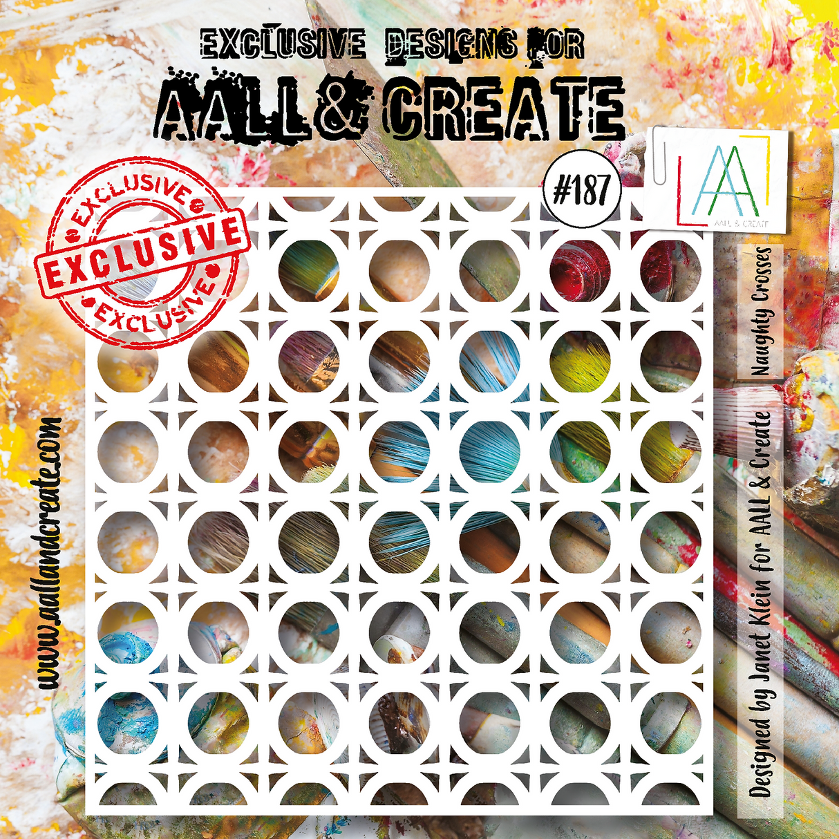 AALL and Create #187 - 6"x6" Stencil - Naughty Crosses