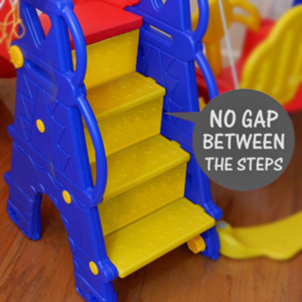 Ensemble de jeu de luxe 5 en 1 Crown pour enfants, intérieur et extérieur : toboggan, balançoire et basket-ball