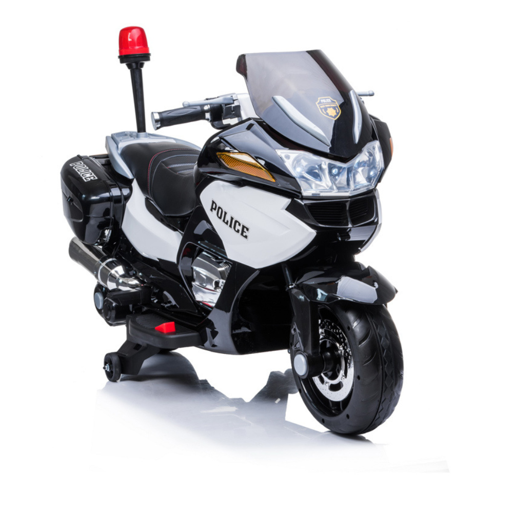 24V Police Edition Upgraded 2-Seater Ride-On Motorcycle W/ Rubber Wheels, Emergency Siren, Lights & Music Player