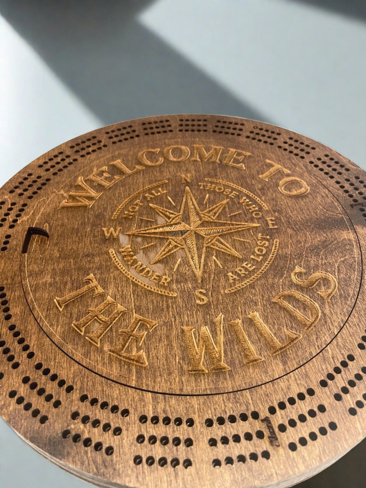 Customized Round Cribbage Board,10.75 in.,4 Player Board