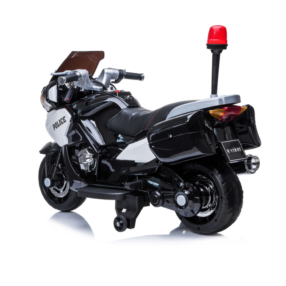 24V Police Edition Upgraded 2-Seater Ride-On Motorcycle W/ Rubber Wheels, Emergency Siren, Lights & Music Player