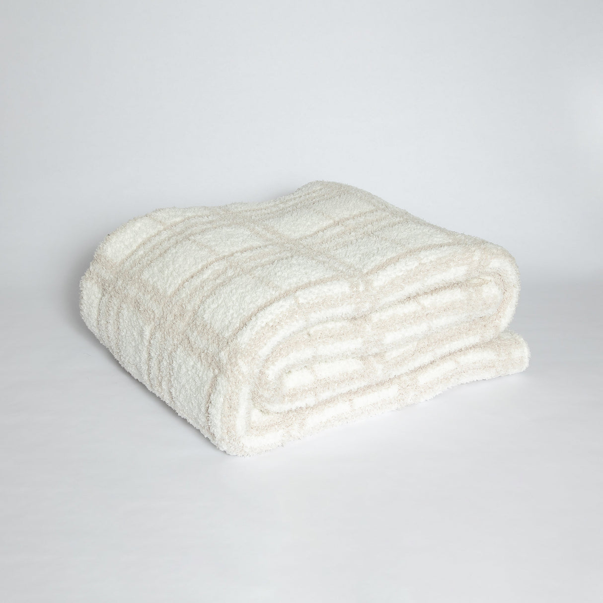 Blushing Beige & White Plaid Print Extended Throw