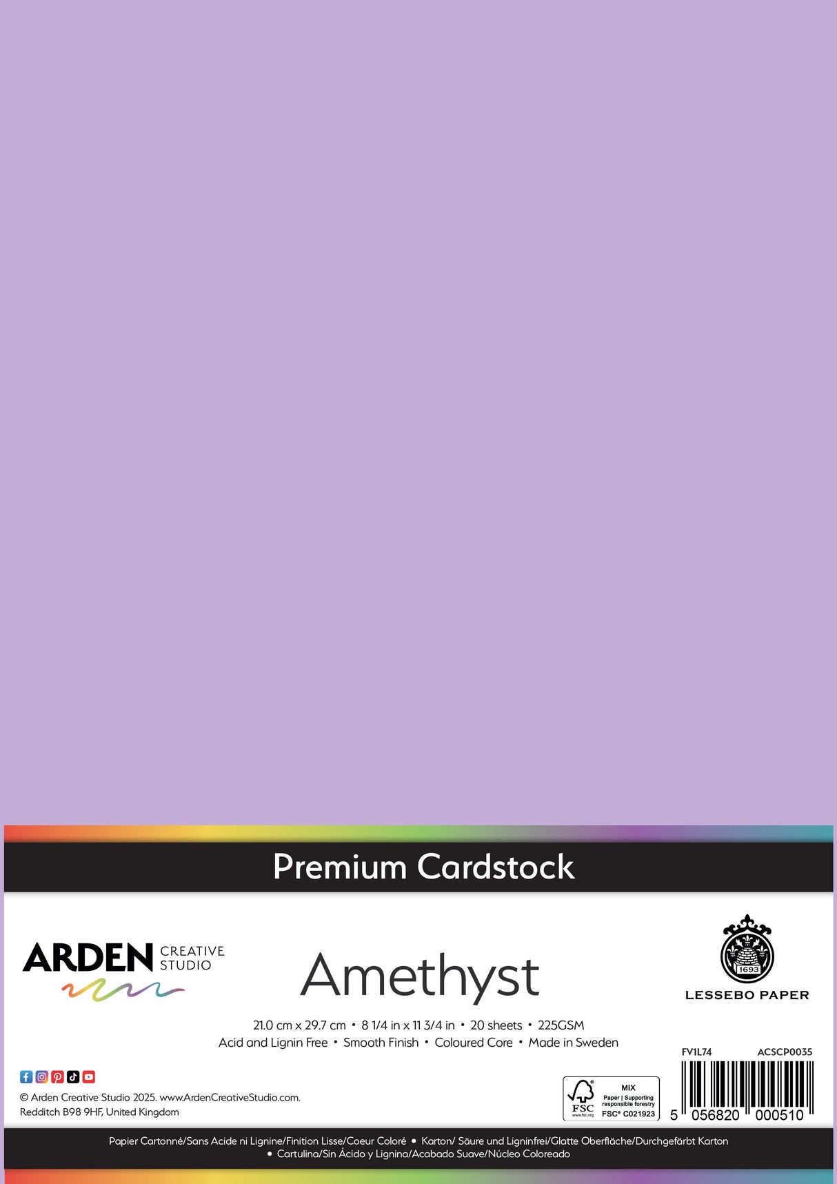 Arden Creative Studio Premium Cardstock A4 225gsm 20 Pack