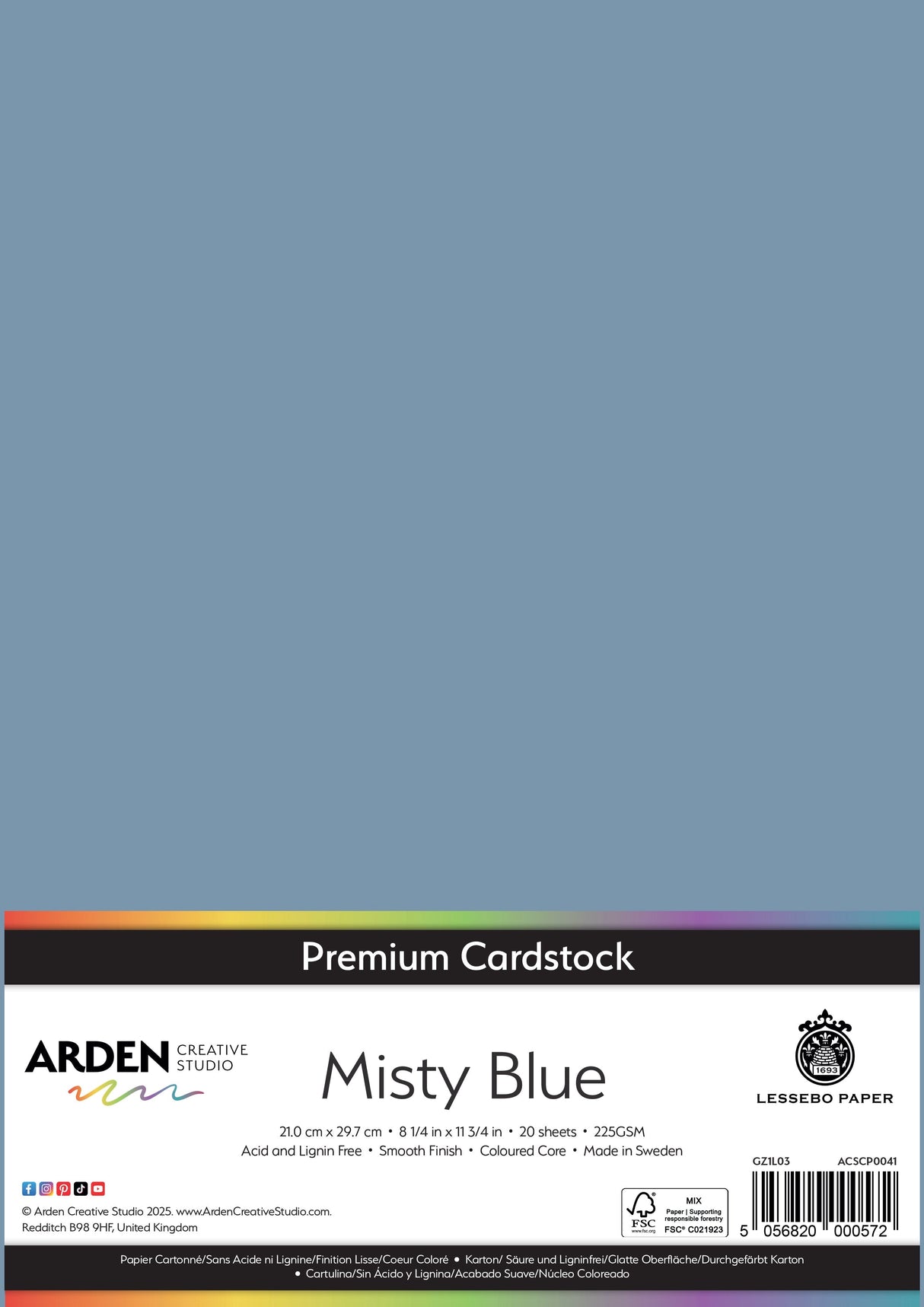 Arden Creative Studio Premium Cardstock A4 225gsm 20 Pack
