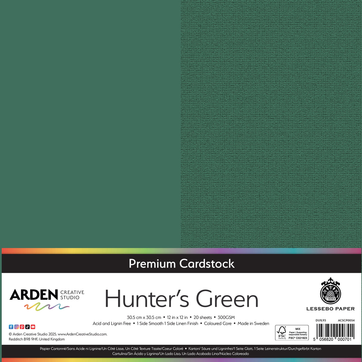 Arden Creative Studio Premium Cardstock 12in x 12in 300gsm 20 Pack