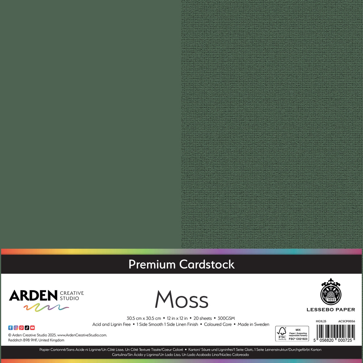 Arden Creative Studio Premium Cardstock 12in x 12in 300gsm 20 Pack