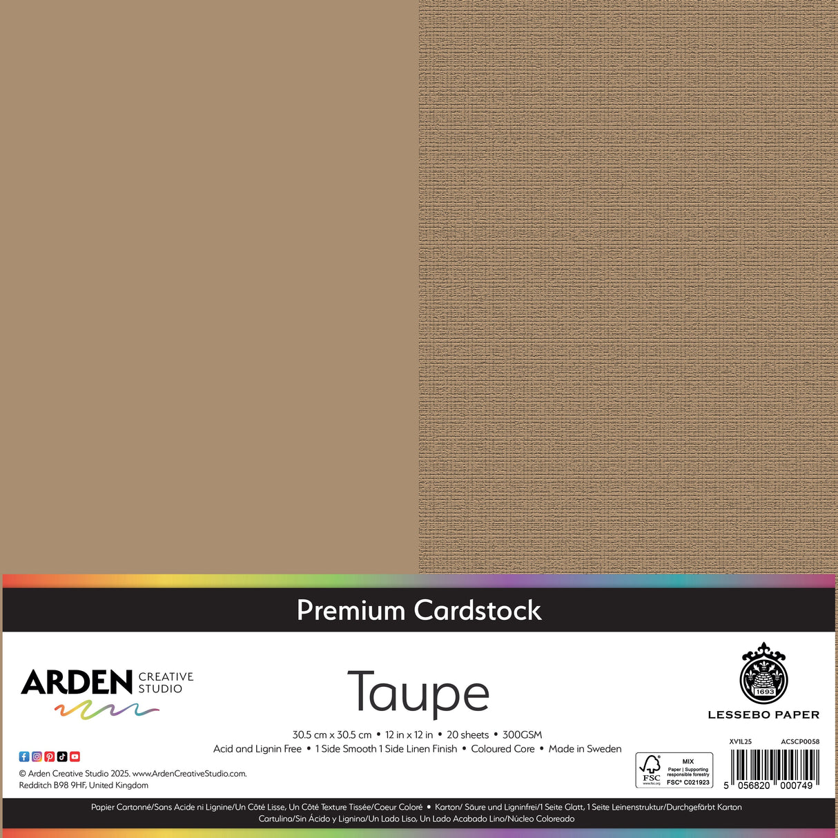 Arden Creative Studio Premium Cardstock 12in x 12in 300gsm 20 Pack