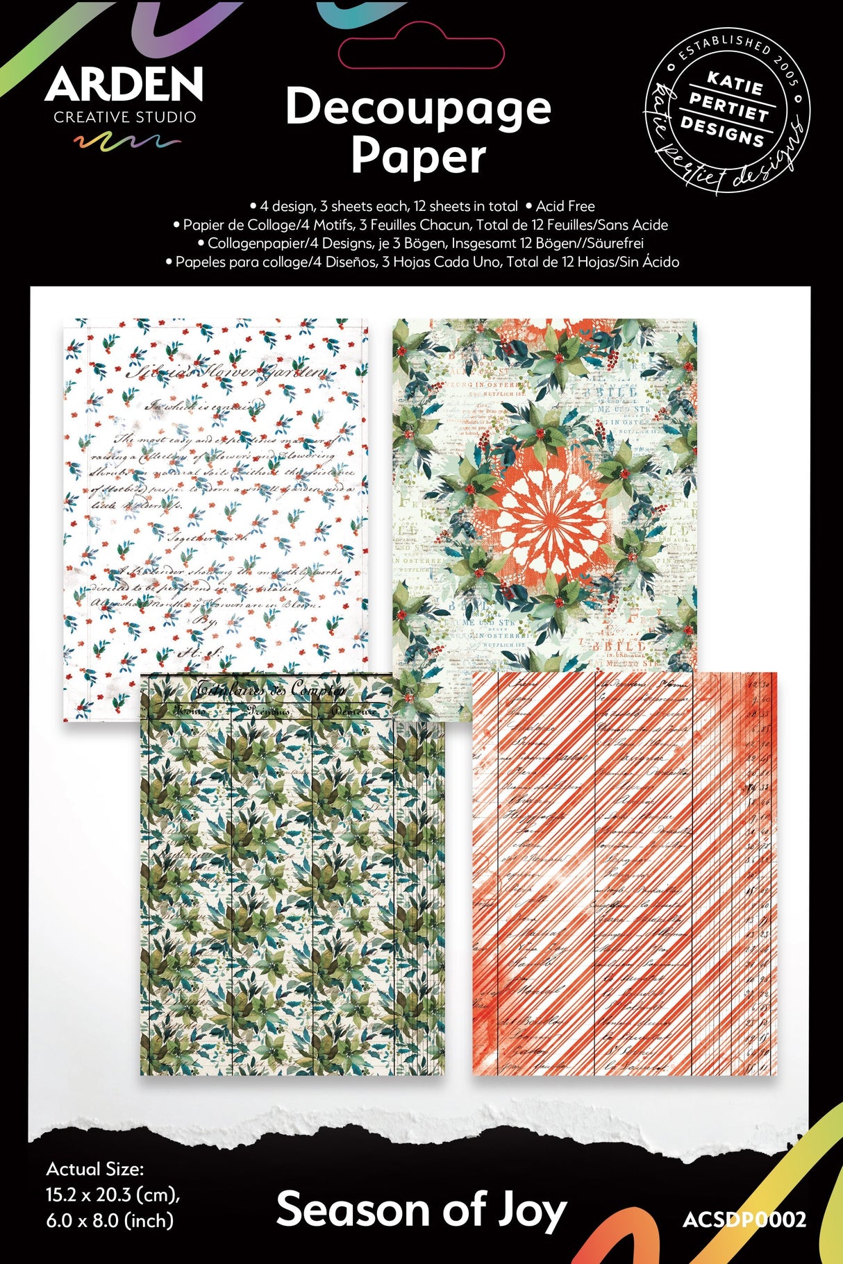 Arden Creative Studio Season of Joy 6in x 8in Decoupage Paper