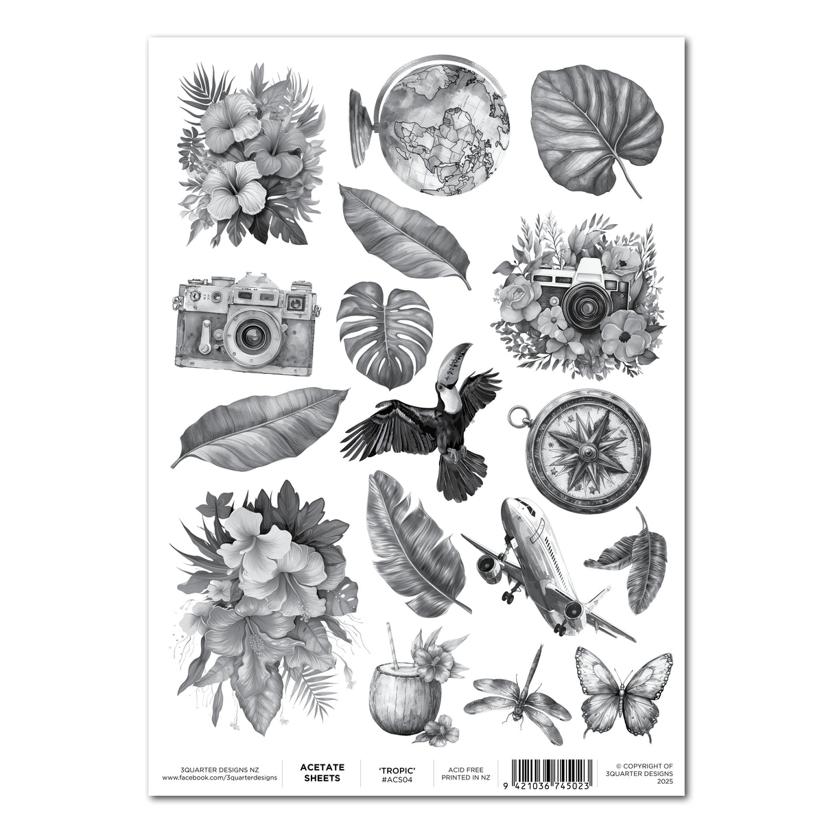 3Quarter Designs A4 Acetate - Tropic
