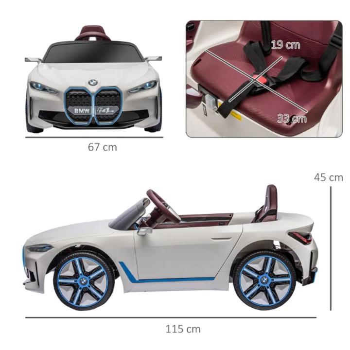 12V BMW I4 4x4 1-Seater Ride-On Car W/ Rubber Wheels, Music Player & RC