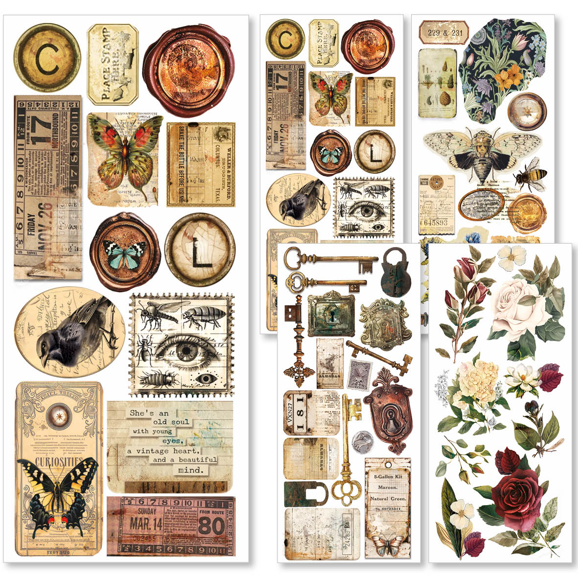 Cabinet Of Curiosities Transparent Adhesive Sheets 5/Pkg