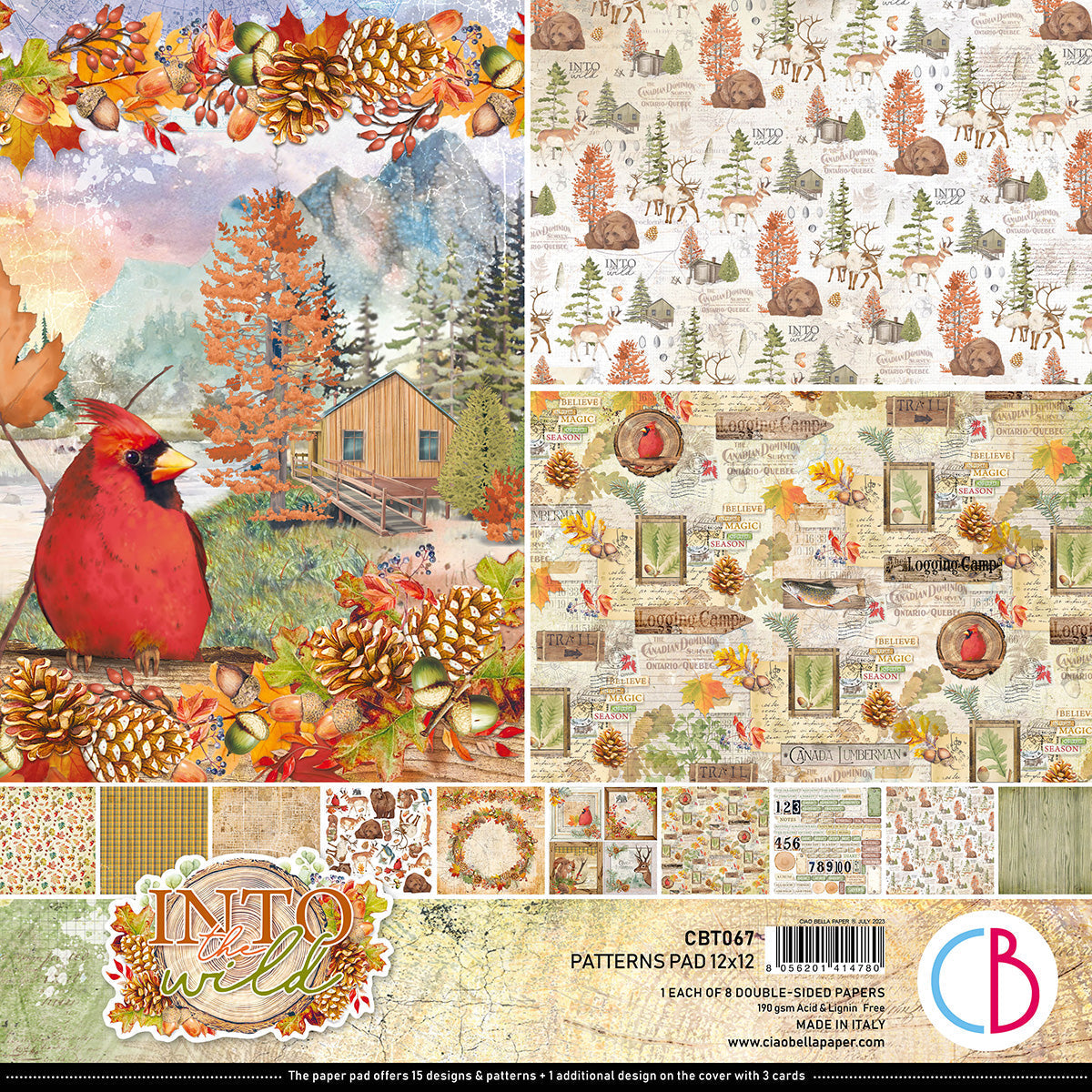 Ciao Bella Into The Wild Patterns Pad 12"x12" 8/Pkg