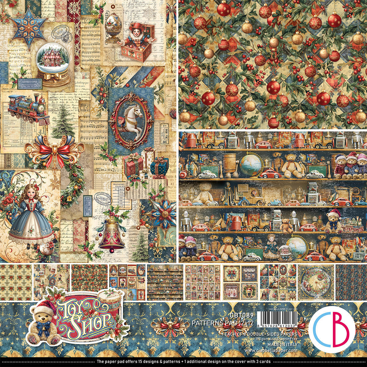 Toy Shop Patterns Pad 12"x12" 8/Pkg