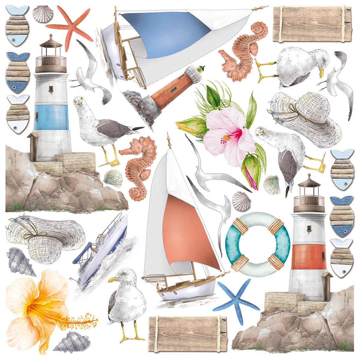 Ciao Bella Vellum Summer Breeze Fussy Cut 6"x6" 6/Pkg