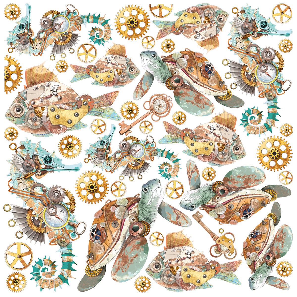 Vellum Coral Reef Fussy Cut 6"x6" 6/Pkg