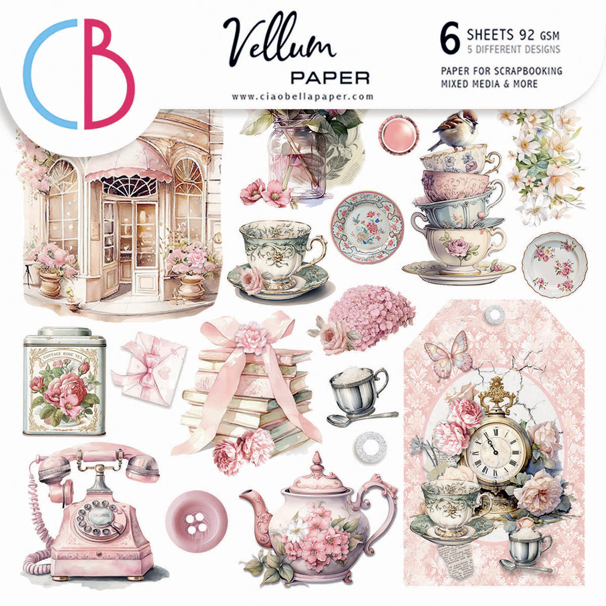 Vellum Timeless Memories Fussy Cut 6"x6" 6/Pkg