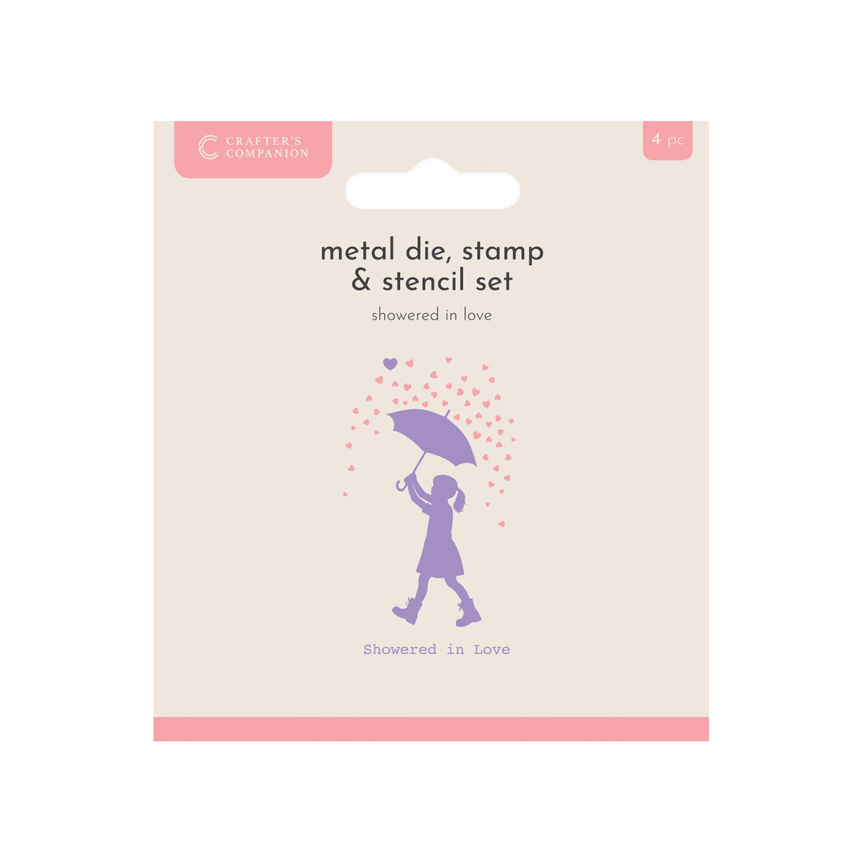 Crafters Companion Metal Die, Stamp & Stencil Set - Showered In Love