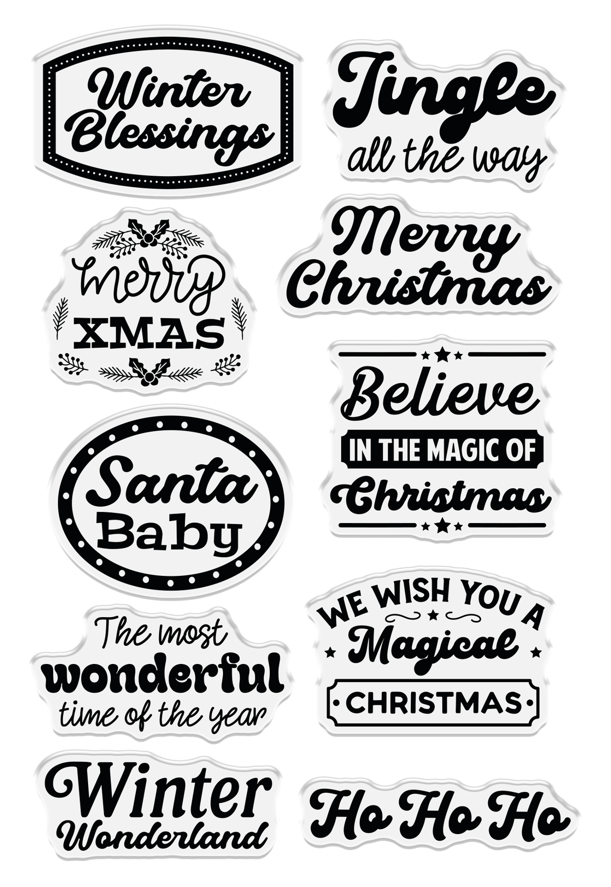 Crafter's Companion Retro Christmas Collection Clear Acrylic Stamp Set - Winter Blessings