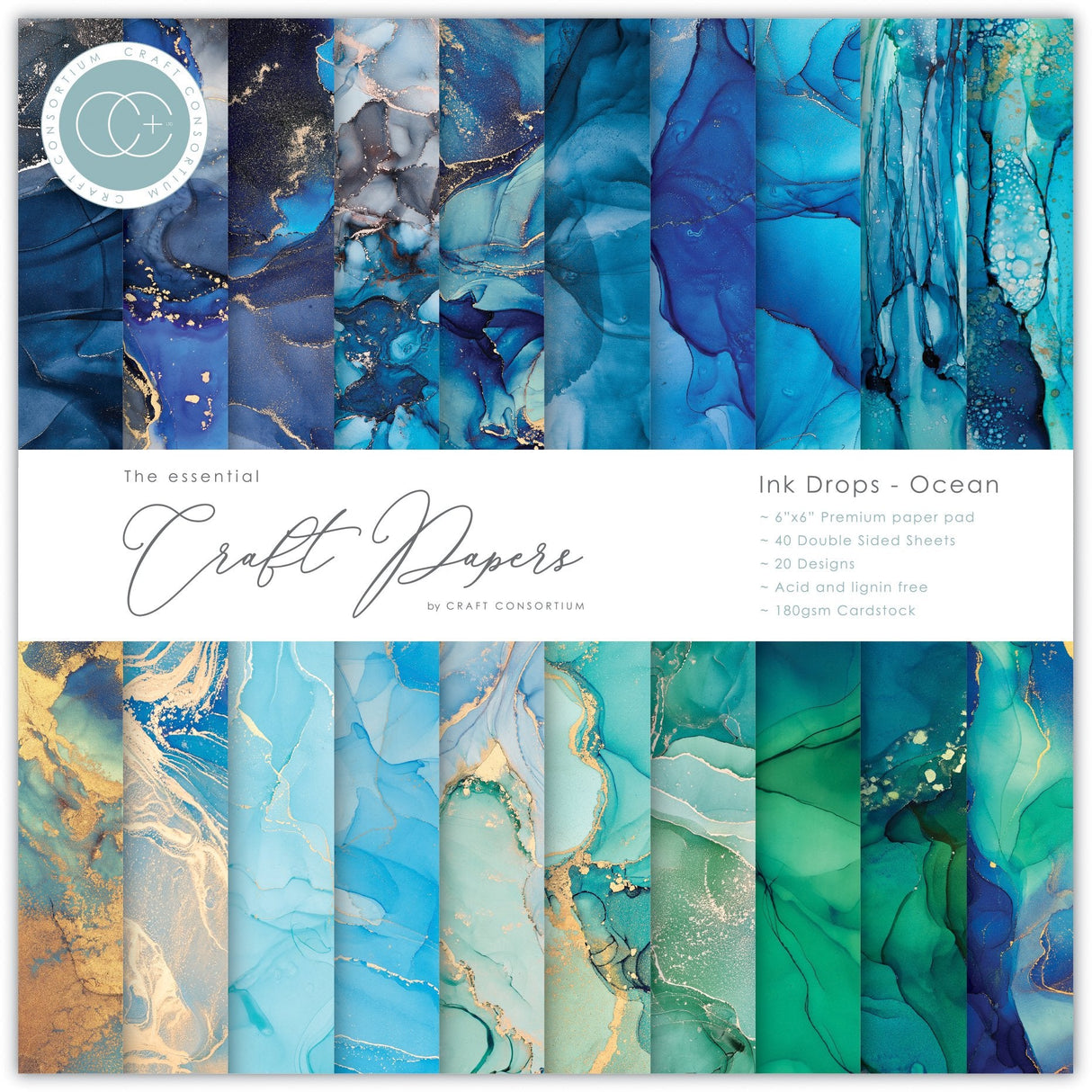 Ink Drops - Ocean 6x6 Premium Paper Pad