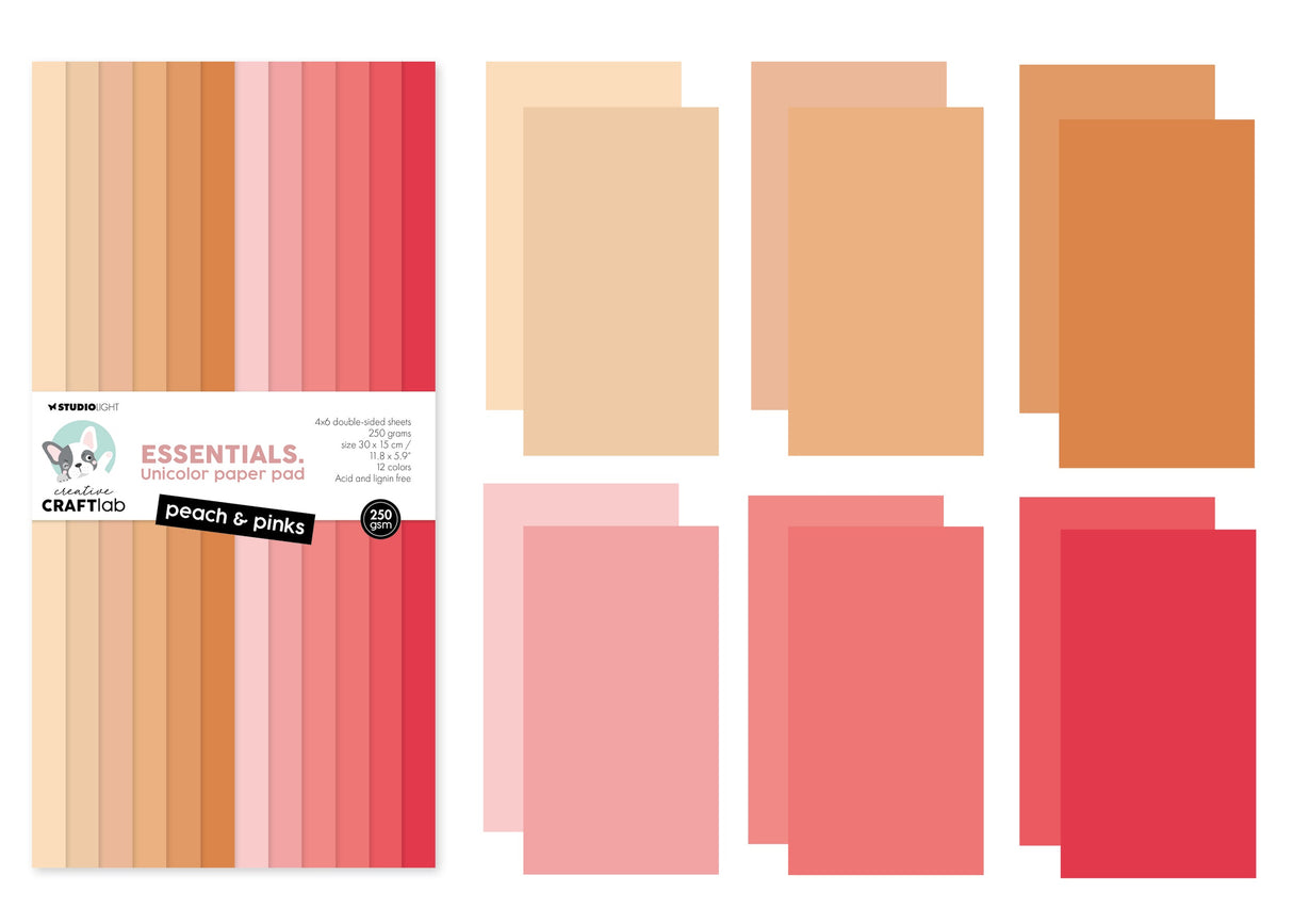 CCL Unicolor Paper Pad Peach & Pinks Essentials 24 SH
