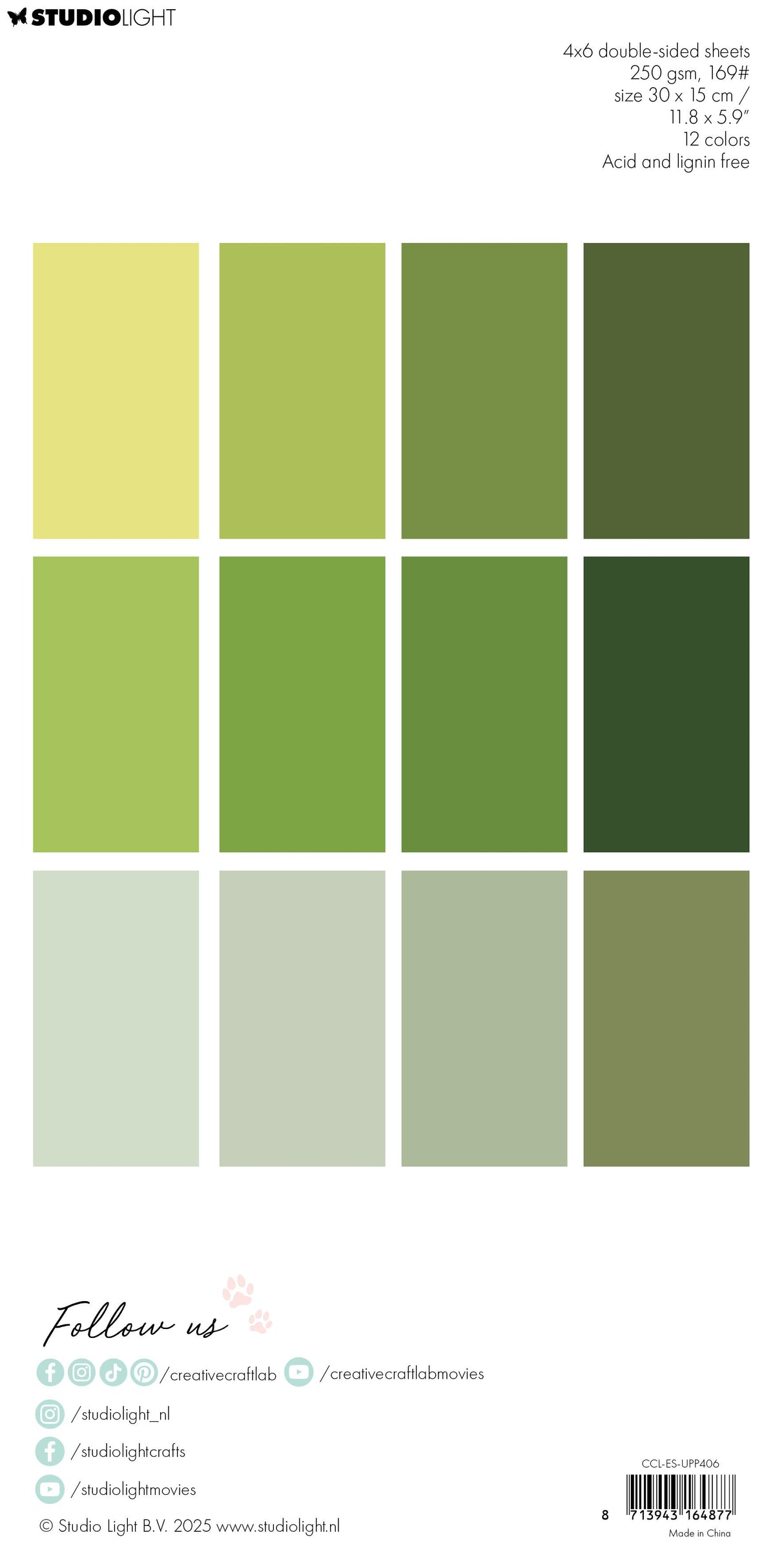 CCL Unicolor Paper Pad All Greens Essentials