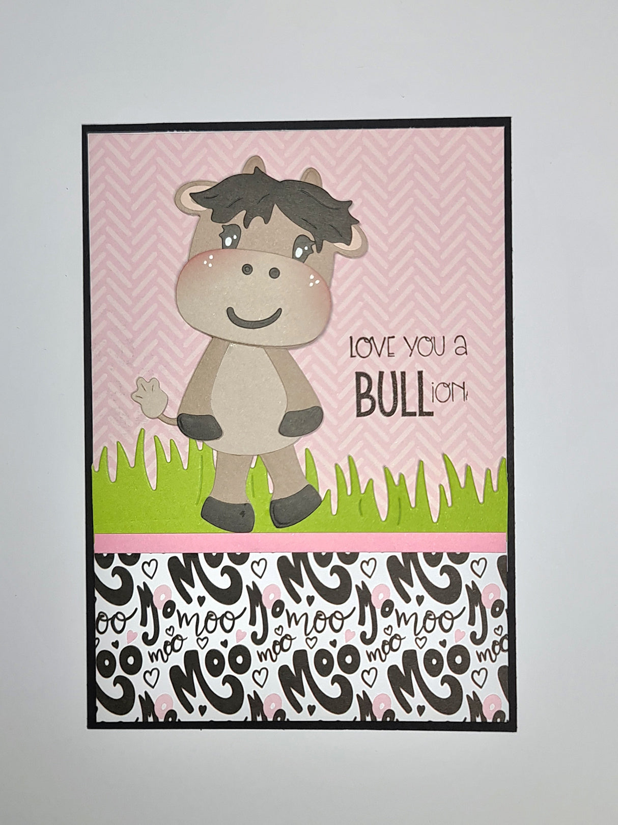 CCL Cutting Die Borderz Grass Essentials 2 PC craft card featuring a cute cow with grass and a pun.