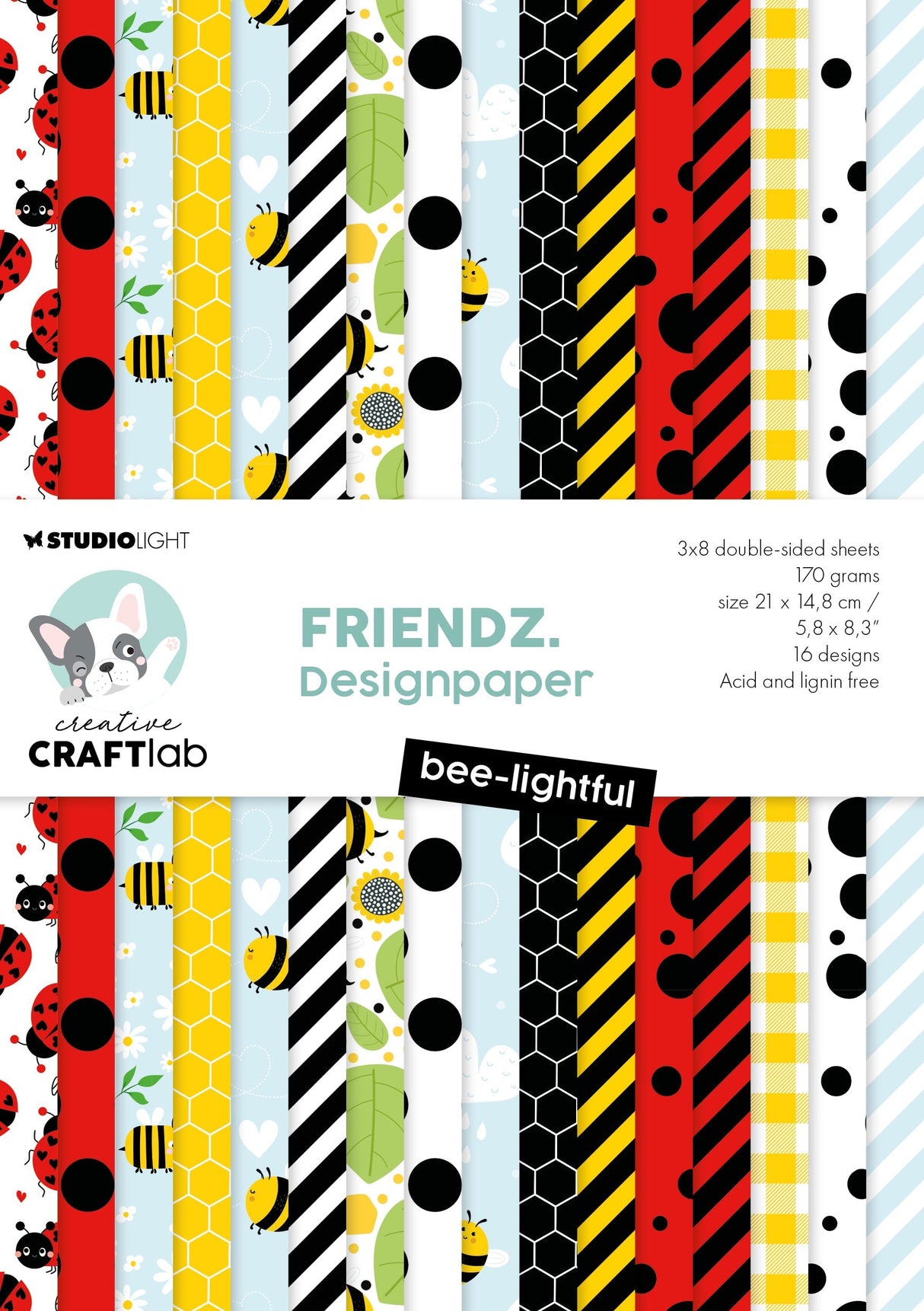 CCL Designer Paper Pad Bee-Lightful Friendz 24 Sheets