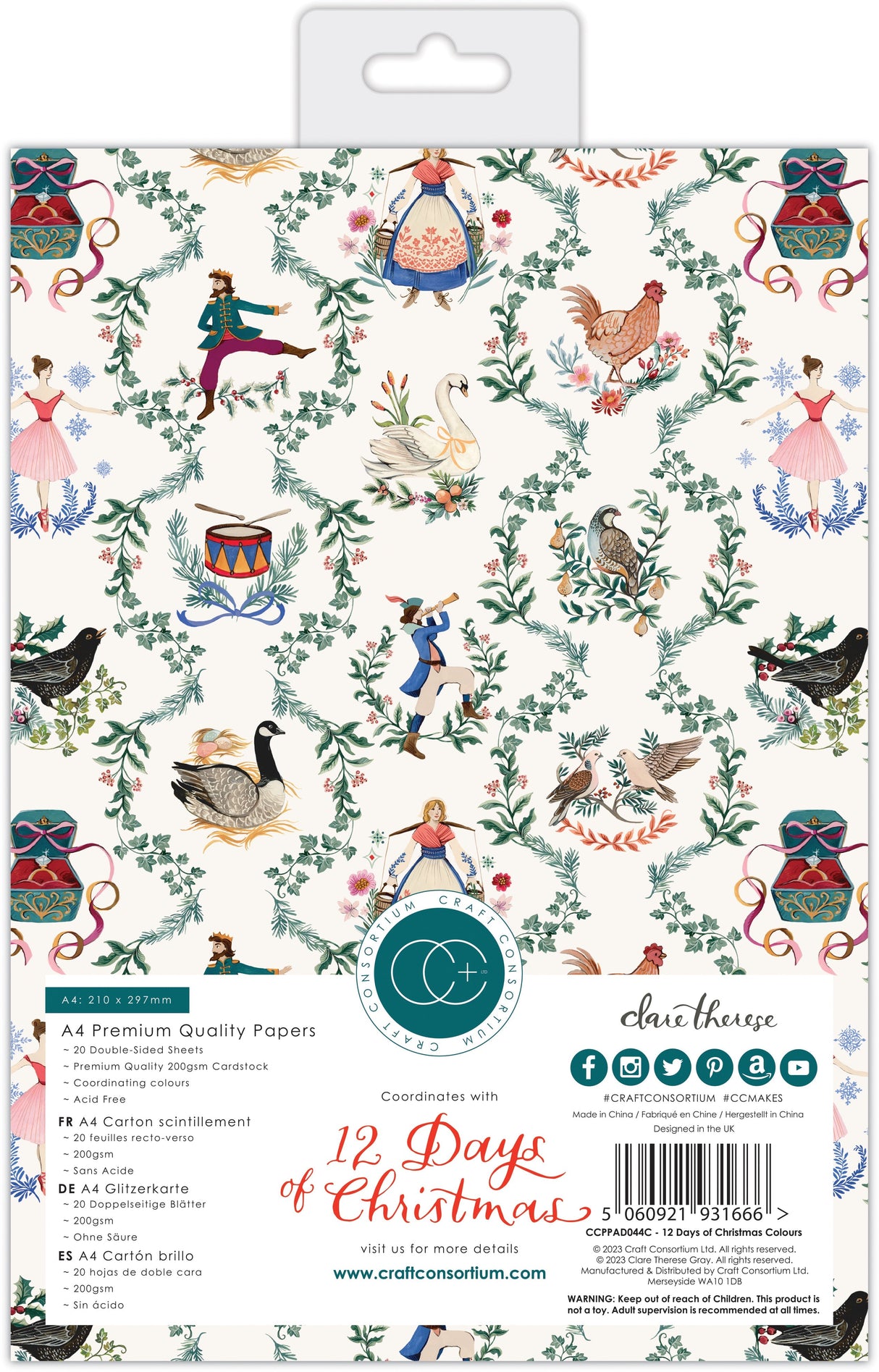 Craft Consortium 12 Days Of Christmas - A4 Paper Pad