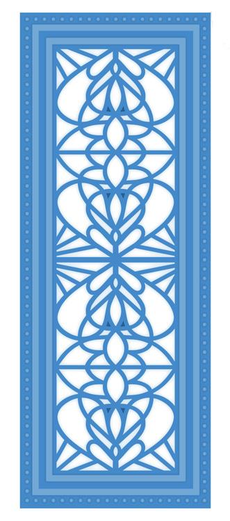 Mini Striplet Collection Mirrored Die showcasing an elegant blue cut pattern for paper crafting and DIY projects.