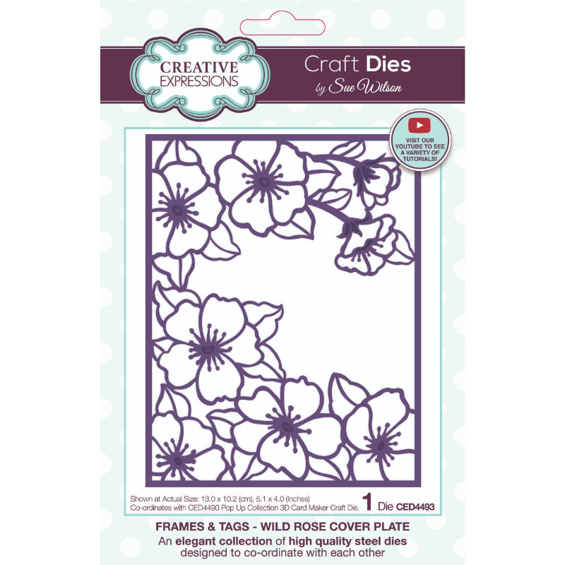 Creative Expressions Sue Wilson Frames & Tags Wild Rose Cover Plate Craft Die