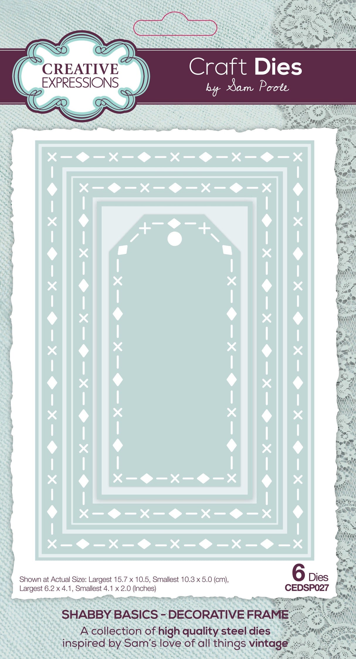 Creative Expressions Sam Poole Shabby Basics Decorative Frame Craft Die