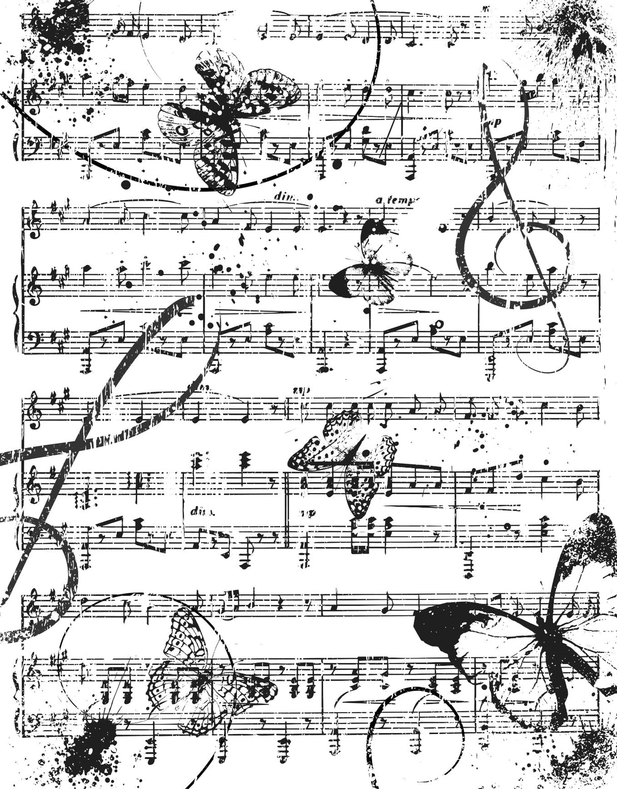 Creative Expressions Butterfly Chorus 5 3/4 in x 4 I/2 in Rubber Stamp