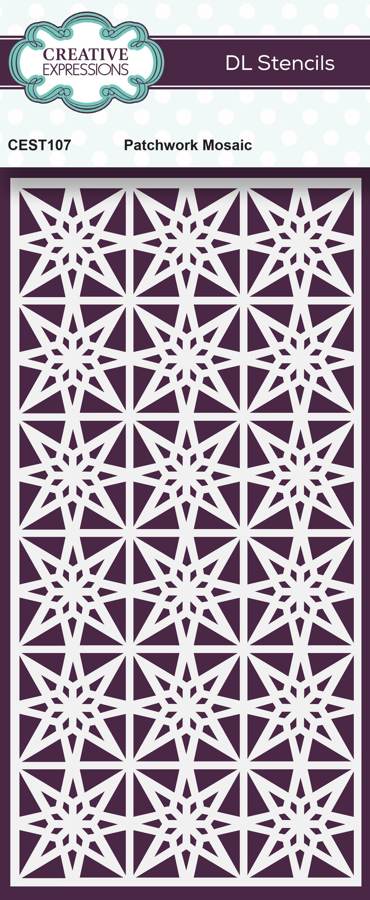 Creative Expressions Patchwork Mosaic DL Stencil 4 in x 8 in (10.0 x 20.3 cm)