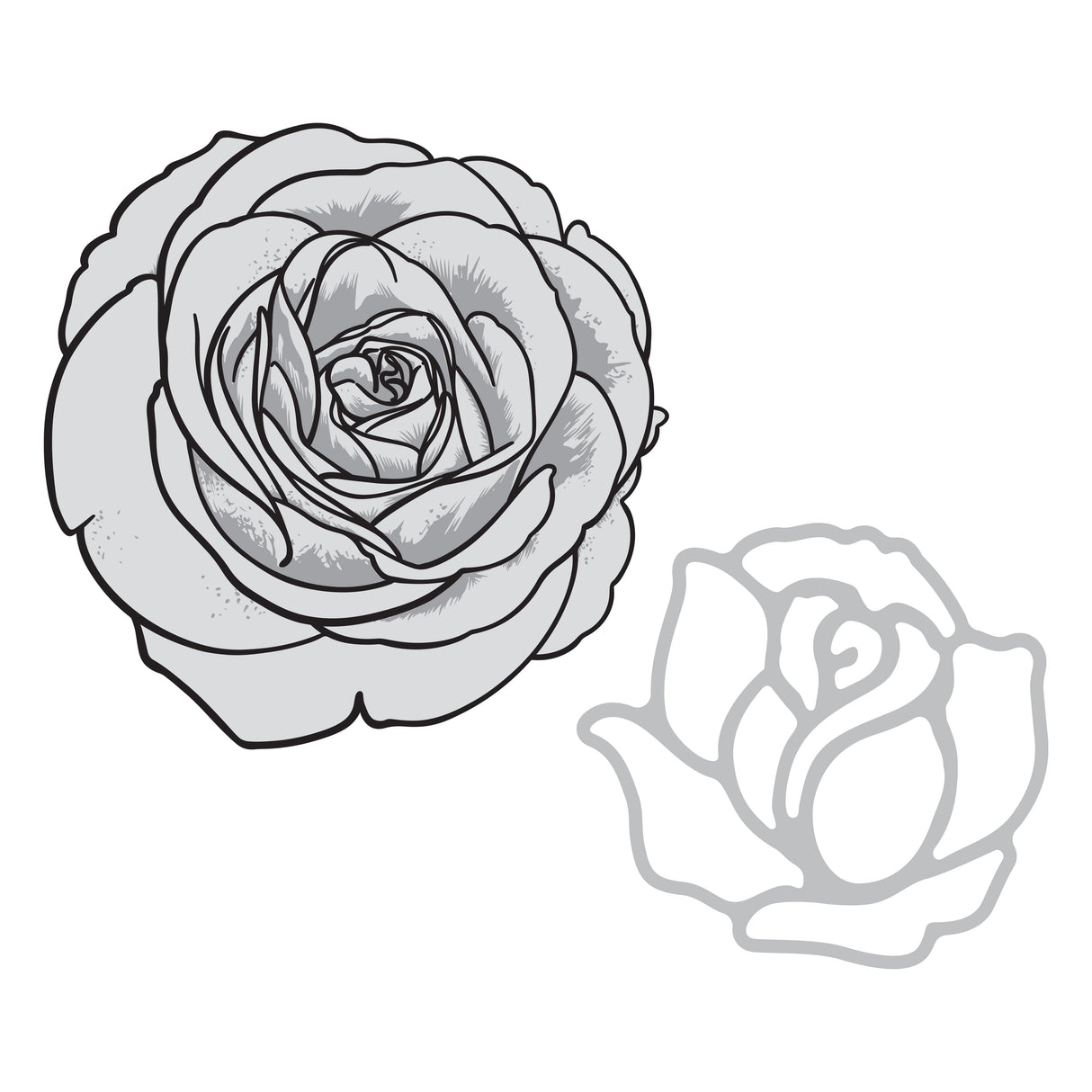 Couture Creations - Elegance Collection - Layering Stamp And Die Set - Rose Mini (4pc)