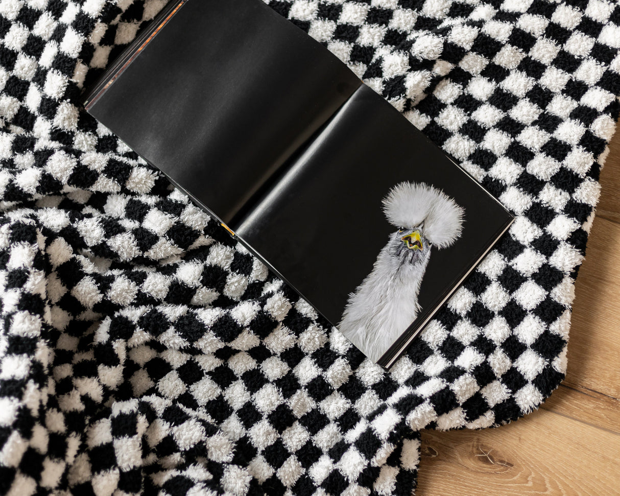Black and White Checker Print Extended Throw
