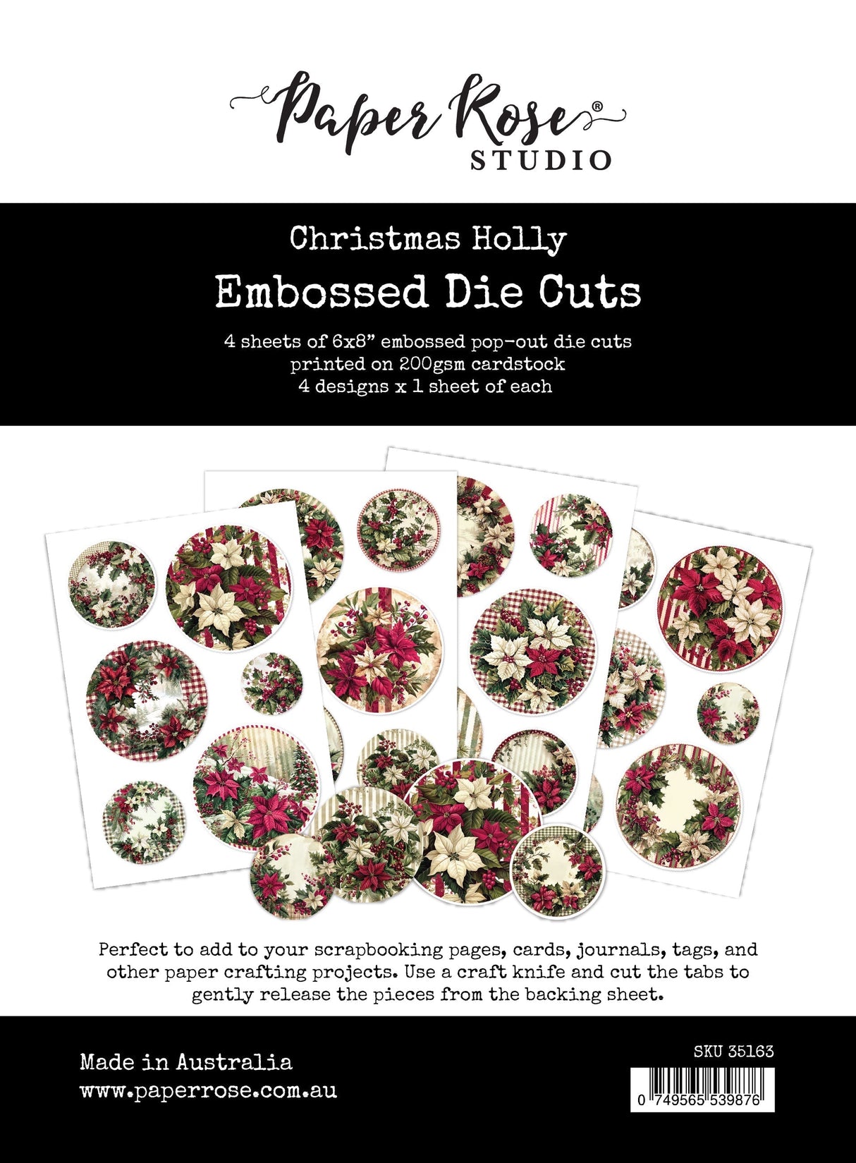 Christmas Holly Embossed Die Cuts 35163