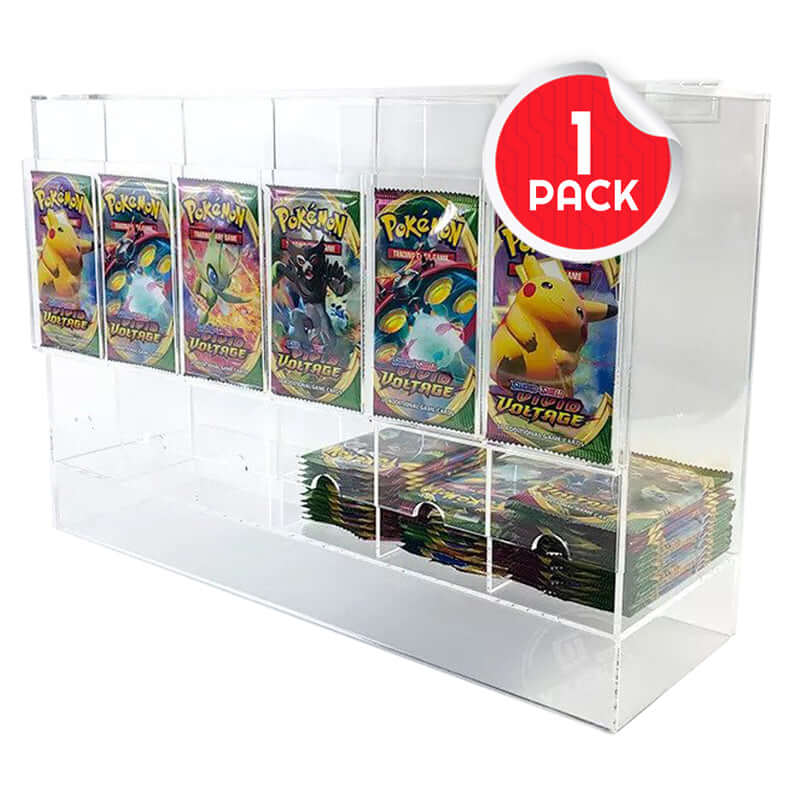 Acrylic Display Stand for Booster DispenserPacks – Retail Counter Unit with Top Shelf