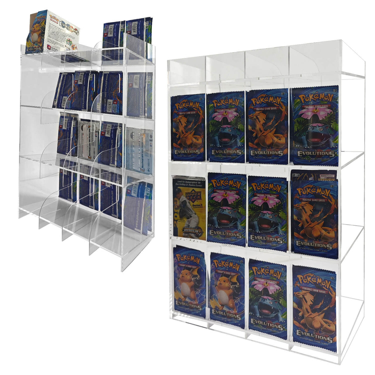 Acrylic Display Stand for Booster DispenserPacks – Retail Counter Unit with Top Shelf